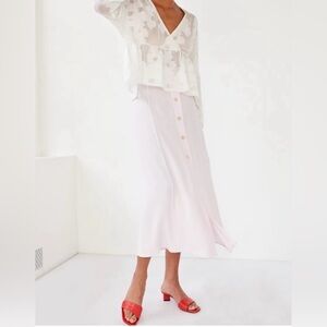 ARITZIA WILFRED AMELIE PALE PINK BUTTON FRONT CREPE MAXI SKIRT SIZE 4
